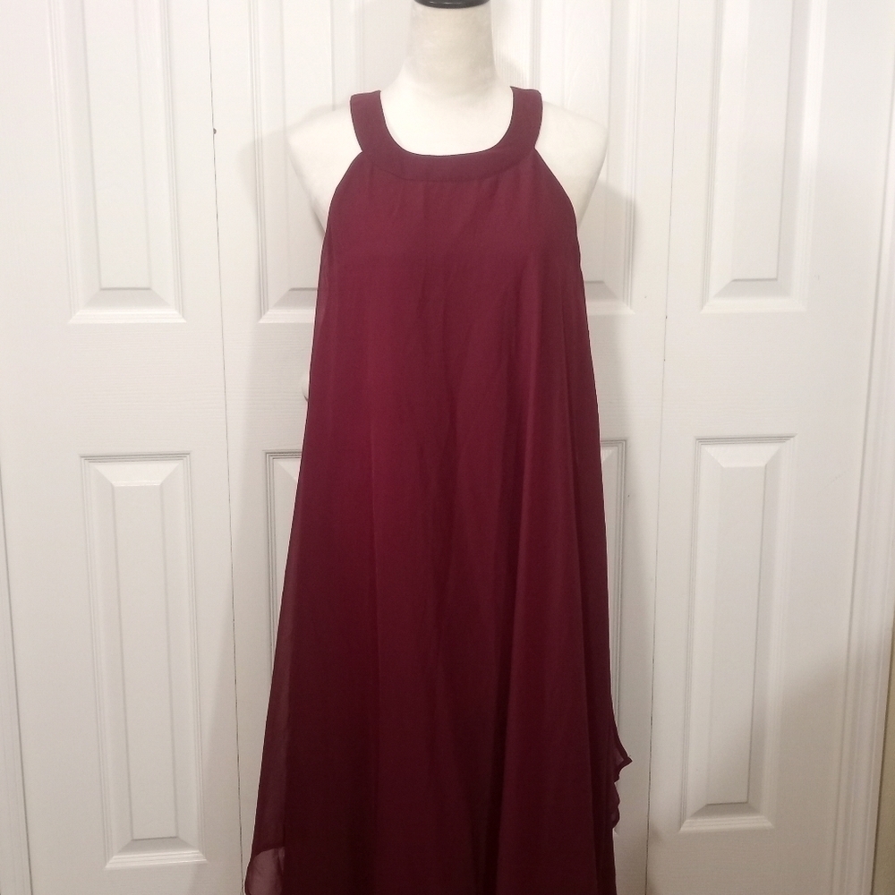 Love Squared Formal Burgandy Full Length Sleeveless Dress NWT Size1x